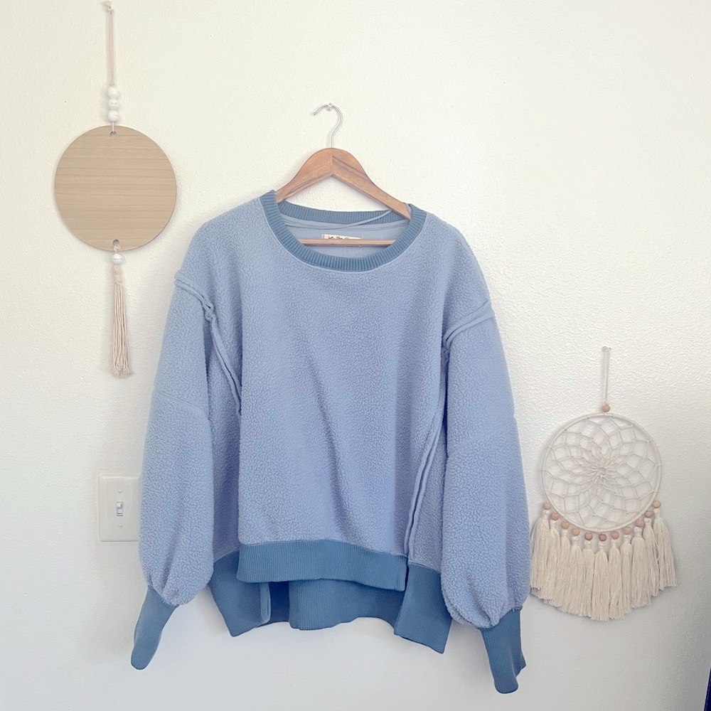We The Free Blue Crewneck Sweater Relaxed Fit